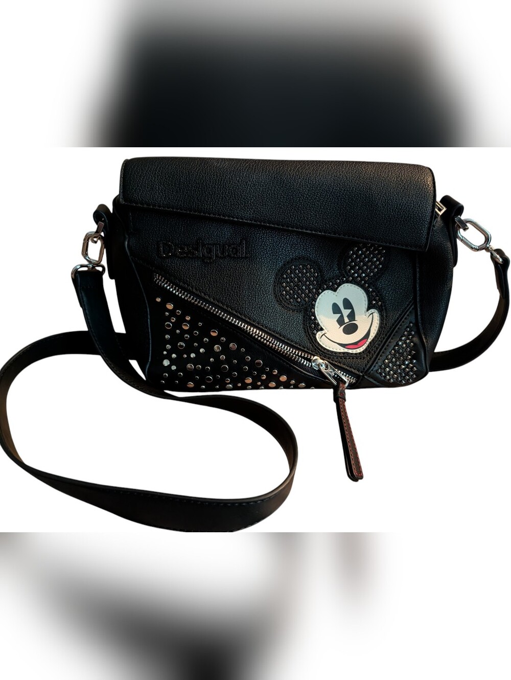 Desigual x Disney Mickey Mouse Black Studded Crossbody Bag